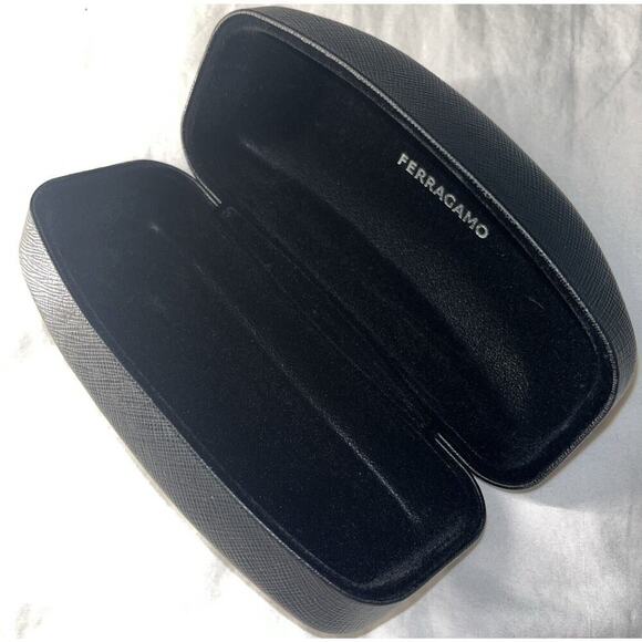 SALVATORE FERRAGAMO CROSSHATCH LEATHER SUNGLASSES CASE BLACK - Picture 7 of 9
